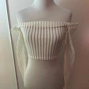 Mistressrocks Off white Off shoulder Crop Top Sz XS